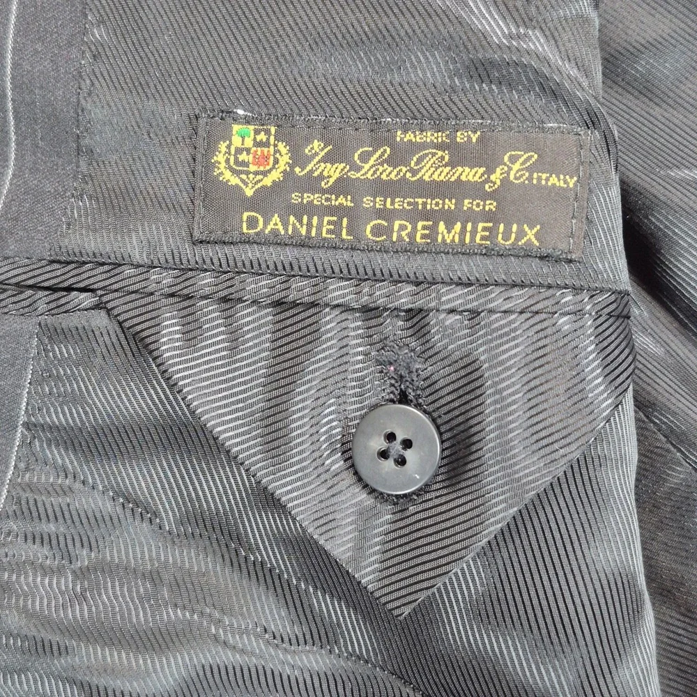 Daniel Cremieux Loro Piana Suit Mens 42L Black Pinstripe Blazer Pants 36x32
